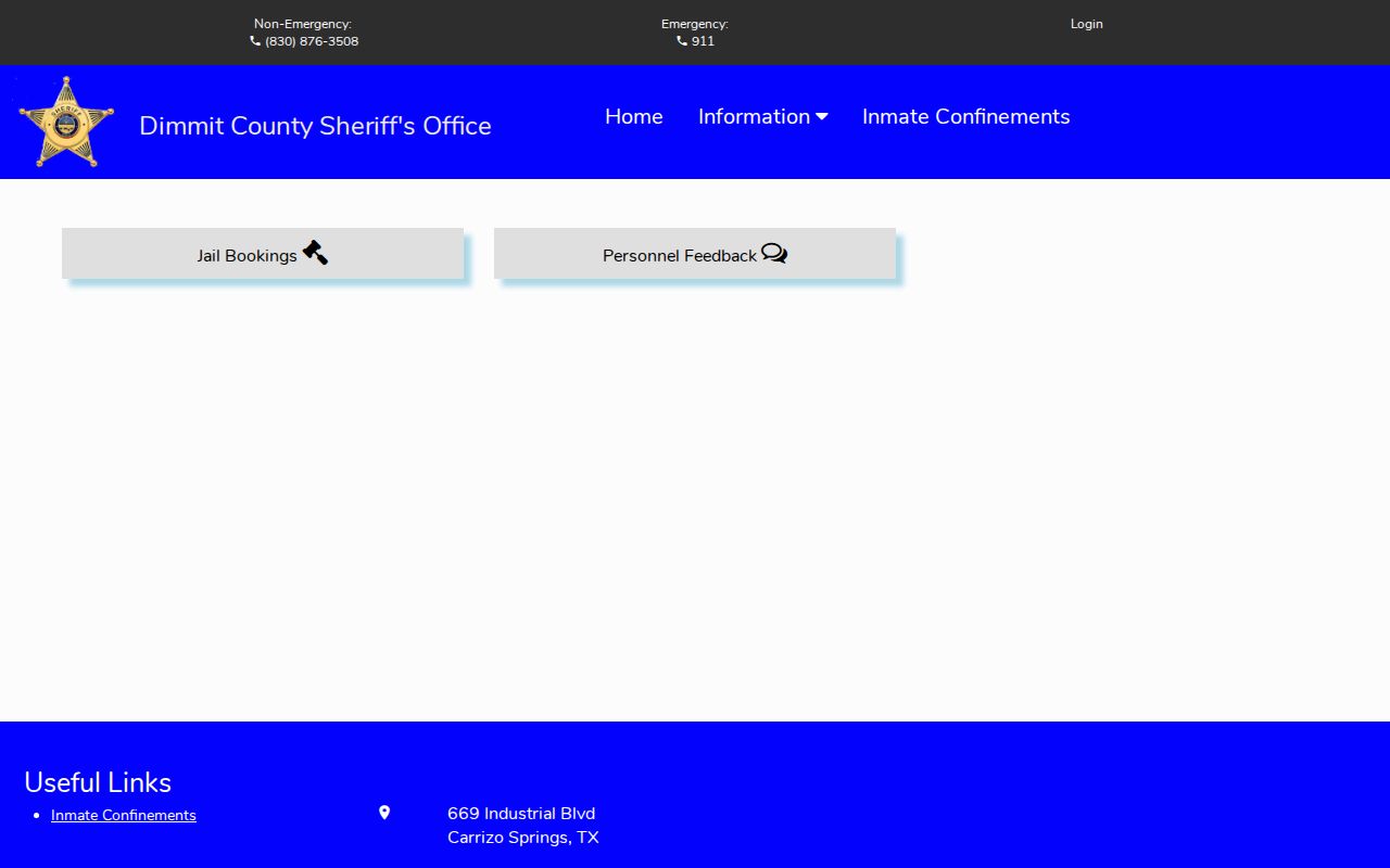 Dimmit County most wanted list research: county-linked sheriff portal menu